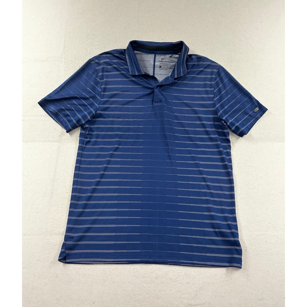 Nike Men's Tiger Woods Novelty Striped Golf Polo Medium Blue
